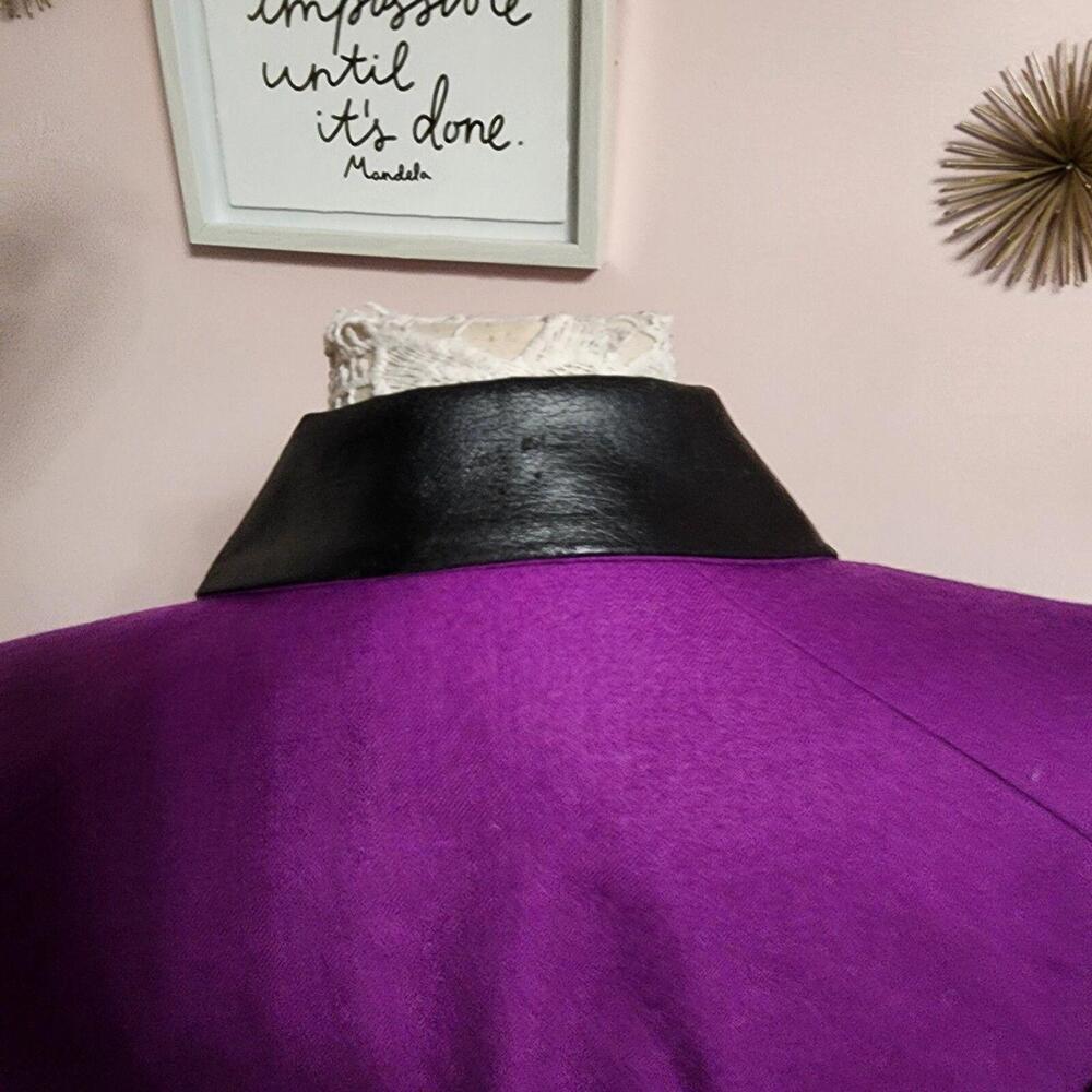 LKNW Vintage Gantos wool Faux leather like collar purple long belted 12 - Picture 4 of 9